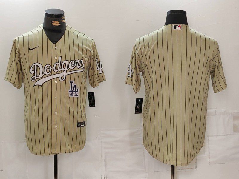 Men Los Angeles Dodgers Blank Cream Stripe Game 2024 Nike MLB Jersey style 2